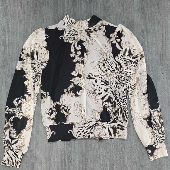 Ember Tops - Chic Black and Cream Women's Blouse